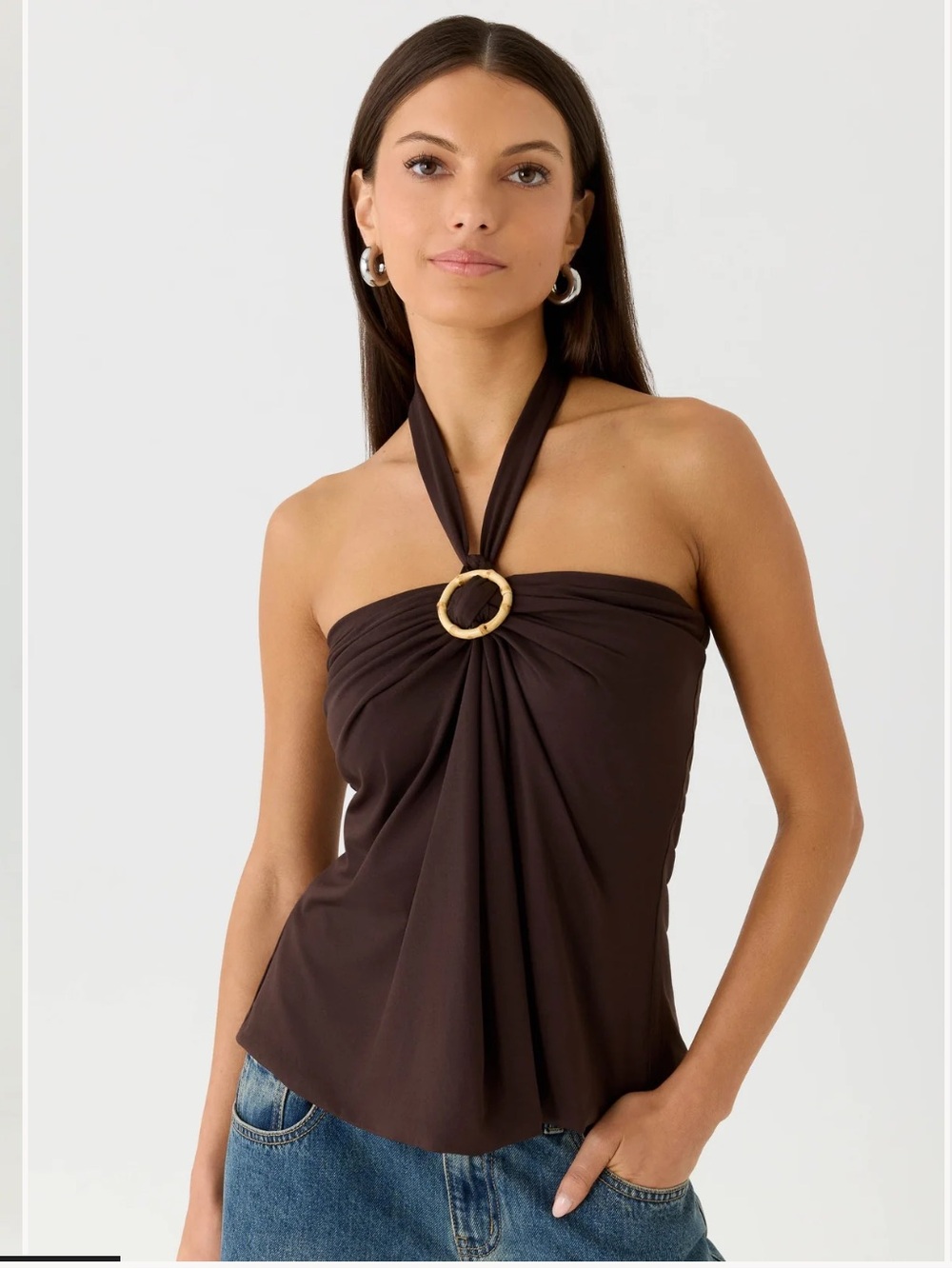 Peppermayo Lorenza Halter Top in Chocolate Brown
